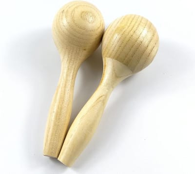 Houten Maracas - Rammelaar instrument - Muziek maken - Aanpasbaar oppervlak - 15 x 6 x 6 cm - Natuurlijk hout
