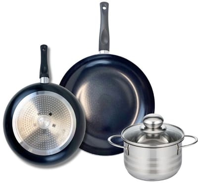 Set van 2 Koekenpannen 24 en 28 cm en 1 braadpan 16 cm Elo Prima Brillant