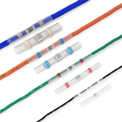 Cuhostki 1-Doos Krimpbare Soldeerringaansluitingen - Soldeerhulzen Set - Waterdicht & Georganiseerd - Multicolore Kabelverbindingen