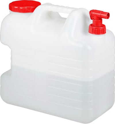 jerrycan met kraan - kunststof - 20 liter - BPA-vrij - wit-rood