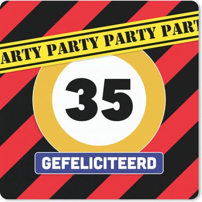 Muismat 20x20 cm - Mousepad Verjaardag - Verkeersbord - Feest - Muismatten