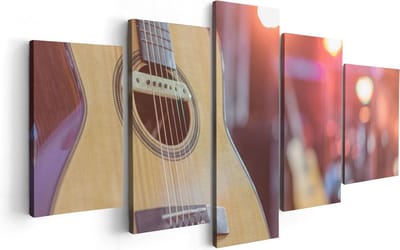 Artaza Canvas Schilderij Vijfluik Gitaar bij het Podium - 100x50 - Foto Op Canvas - Canvas Print