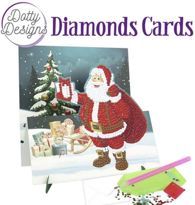 Dotty Designs Diamond Easel Card 140 - Santa with Sledge