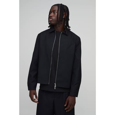 Op Maat Gemaakte Harrington Coördinatie Jas Met Rits | Black | Size XS