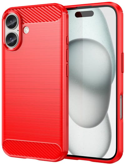 Mobiq Carbon Look Hoesje geschikt voor iPhone 16 - Flexibele TPU Case