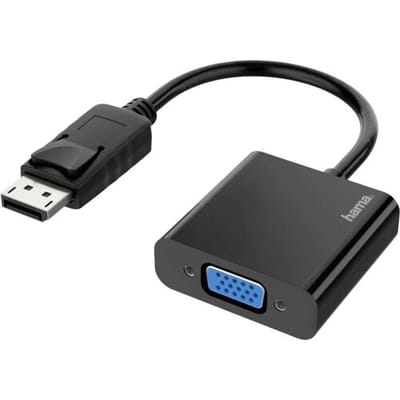 Hama 00200337 DisplayPort / VGA Adapter [1x Britse stekker - 1x DisplayPort stekker] Zwart Slimline 0.15 m