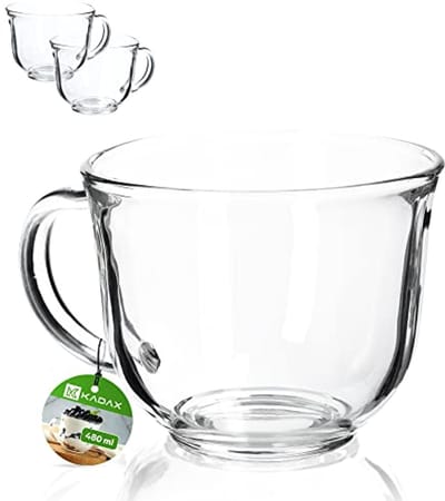 Theeglazen met Handvat - Glazen Mokken - Warme Dranken Drinken - Ergonomisch Handvat - 480 ml - Transparant