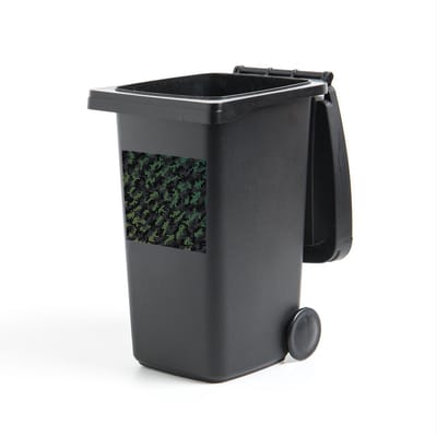 Container sticker Gecamoufleerd - Camouflage patroon van groene en grijze stippen Klikosticker - 40x40 cm - kliko sticker - weerbestendige containersticker