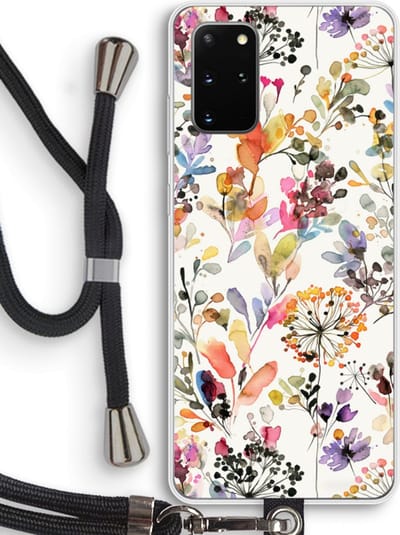 Hoesje met koord geschikt voor Samsung Galaxy S20 Plus hoesje met Koord - Wilde grassen - Telefoonhoesje met Zwart Koord - Bescherming aan alle Kanten en Over de Schermrand