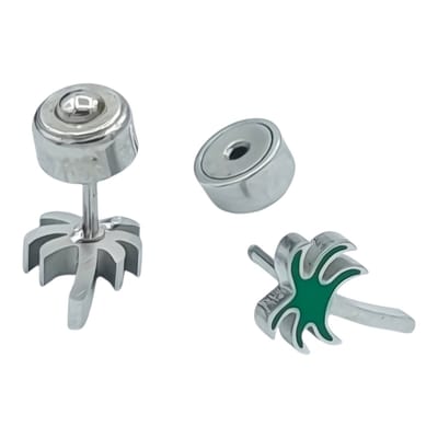 Palmboom oorknopjes voor meisje - Kleine oorknopjes 8 x 6 mm - Premium staal in kleur zilver