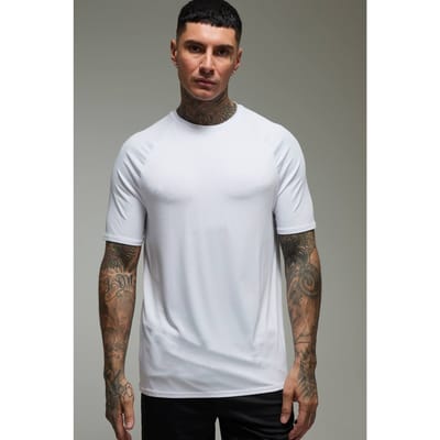 Tall Men's Active Lightweight Essentials Gym Regular Fit Raglan T-shirt | White | Size Small