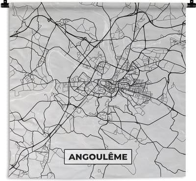 Wandkleed - Wanddoek - Stadskaart – Frankrijk – Kaart – Angoulême – Plattegrond - 180x180 cm - Wandtapijt