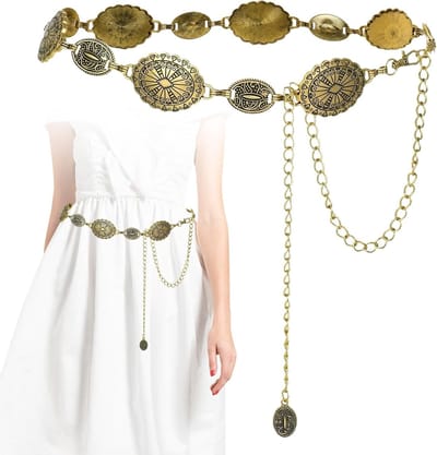 Verstelbare gouden kettingriem met holle uitsparingen voor dames - Vintage decoratieve riem voor jurken en jeans