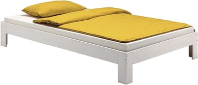 Futonbed Eenpersoons - Lage Bedden - Slaapkamer Inrichten - Massief Grenenhout - 100 x 200 cm - Wit