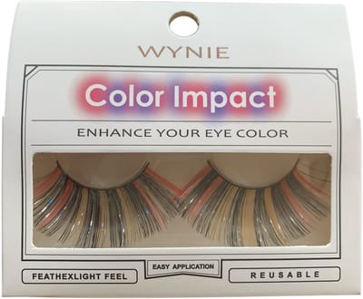 Wynie - Nep Wimpers - Valse Wimpers - Fake Lashes - Rood Zwart Geel Zilver - 2,5 cm. lang - Zonder lijm - 1 Paar - UA153419