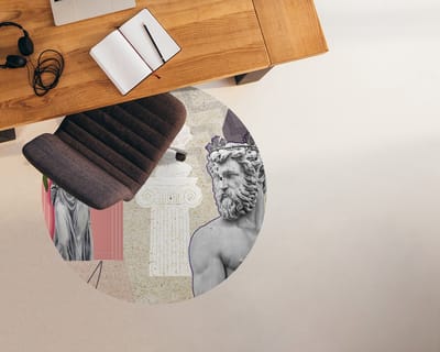 Coloray Vloerbeschermer - Interpretatie van de oudheid Stoel Mat - 100x100 cm - Veelkleurig Vloerbeschermer Groot - Vloerbeschermer Bureaustoel Tapijt - Mótif Bureaustoelmat - Ronde Mat - Abstracties Thema