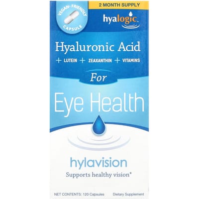 Hyalogic, Hylaview, acide hyaluronique + lutéine + zéaxanthine + vitamines, 120 gélules
