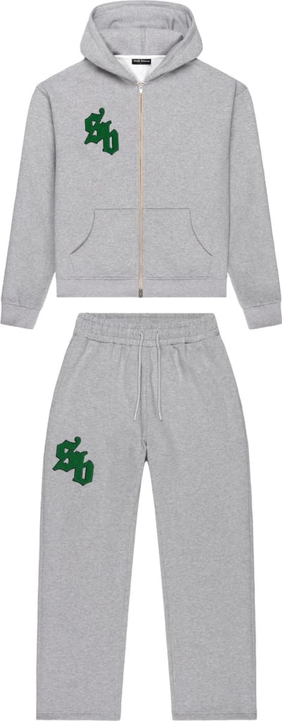 Trainingspak Heren Grijs/Groen – Hoodie met Rits + Joggingbroek – Unisex Dames – Strictly Business SB Legacy – XS