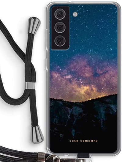 Case Company® - Hoesje met koord geschikt voor Samsung Galaxy S21 FE hoesje met Koord - Travel to space - Telefoonhoesje met Zwart Koord - Bescherming aan alle Kanten en Over de Schermrand