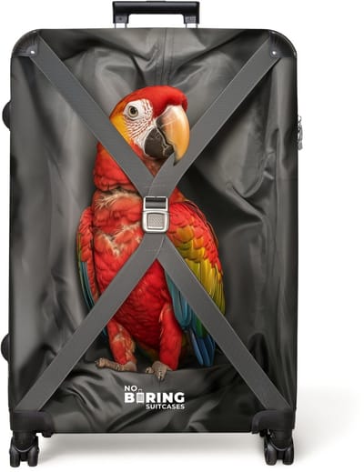 NoBoringSuitcases.com® - Koffer groot - Reiskoffer lichtgewicht - Papegaai mee op reis - Rolkoffer met 4 wielen - Grote trolley XL - 98 liter bagage