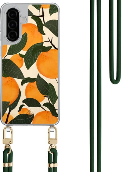 Casimoda® hoesje met groen koord - Geschikt voor Samsung A36 - Orange Garden - Afneembaar koord - TPU/polycarbonaat - Groen
