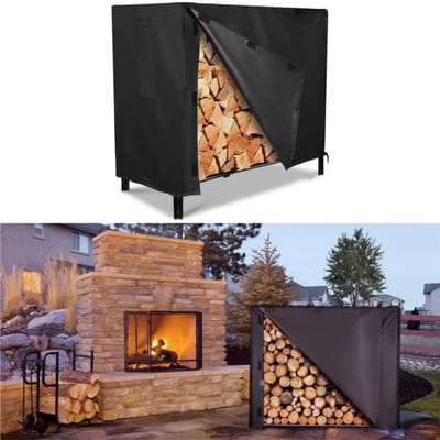 1 stuk - Haardhoutrekhoes - Beschermhoes voor haardhoutrek - Buitenhaardhoutrekhoes - Waterdichte haardhouthoes - Waterdicht, koudebestendig, weerbestendig - Zwart - 122×61×107 cm - Geschikt voor open haarden, terrassen, tuinen, achtertuinen