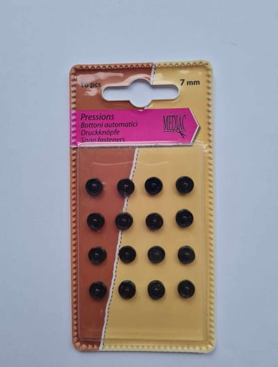 Drukknopen zwart 7mm 16 stuks - aannaaibare drukknoop voor naaien