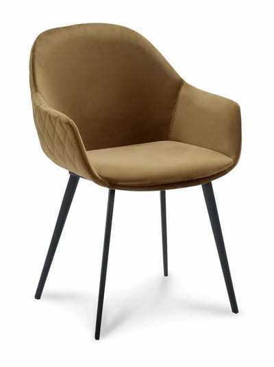 Icon Living - Armstoel Cailey - Velours Goud - Poot Zwart