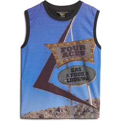 Superdry Hemdtopje met Subprint Blauw Grootte: 44