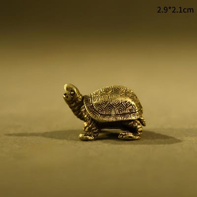 Puur Koper Schildpad Beeld Vintage Messing Schildpad Beeldjes Desktop Feng Shui Ornament Miniaturen Antiek Thee Huisdier Ambachten Cadeaus