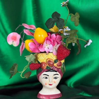Seta Fiori - Frida Kahlo – Keramieken vaas met Fruit en Gezicht | Tutti Frutti Diva