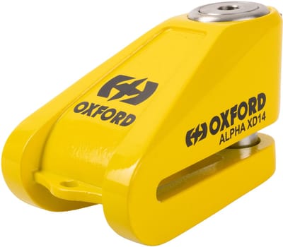 Oxford Schijfremslot - ART-4 gekeurd (MBT4210) - Motorfiets remschijfslot - Scooterslot - Motorslot - Kleur: geel - Gekeurd voor de verzekering