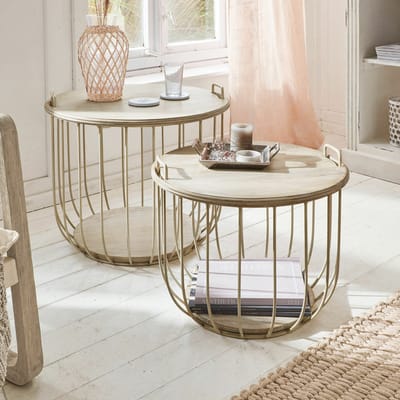LOBERON Salontafel set van 2 Lawson antiekwit