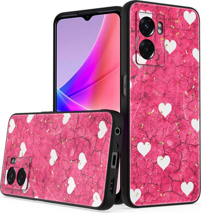 LuxeBass Siliconen hoesje met print geschikt voor OPPO A77 - Marmer Hearts - telefoonhoes - gsm hoes - telefoonhoesje