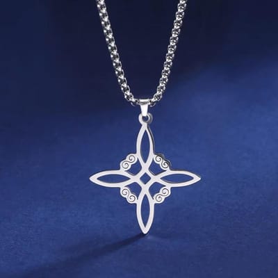 YILUOCD Magische Heksenknoop Zirkonia Hanger Ketting Hekserij Geluksamulet Wicca Beschermingssieraden Voor Vrouwen blue