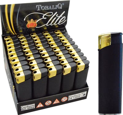 Elektronische aansteker hervulbaar - Design Black Elite - Display 50 stuks - wegwerpaansteker - electronic lighter - klik aanstekers