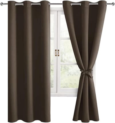 Verduisteringsgordijnen met Oogjes, Bruin, 2 Stuks, 117 x 137 cm - Perfect voor Slaapkamer en Woonkamer