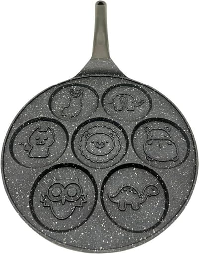 Mini Pannenkoekenpan - Koekenpan Dieren - Ontbijt Maken - Anti-aanbaklaag - 7 Kops - Zwart