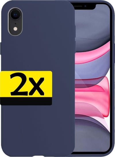 Hoesje - 2 Stuks - Geschikt voor Apple iPhone XR - Sterk & Shockproof - Case Siliconen - Back Cover - Telefoon Hoes - Telefoonhoesjes - Donkerblauw