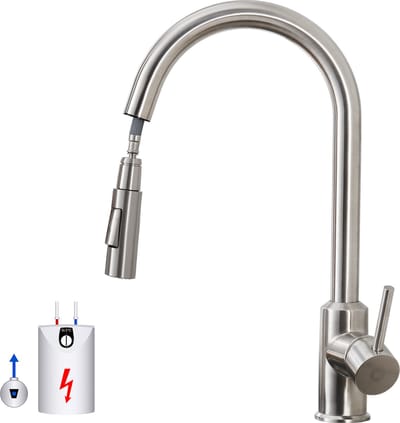 CECIPA max - Lage druk Keukenkraan - Keukenkraan - Keukenkraan Met Uittrekbare Uitloop -360° draaibare keukenkraan - Zilver