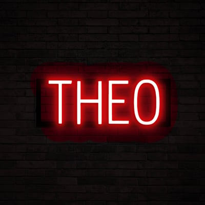 THEO - Neon LED Lamp Kinderkamer | SpellBrite | 42,38 x 16 cm | 6 Dimstanden & 8 Lichtanimaties | Naamlamp Wandlamp Neon Verlichting