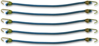 Set van 5 Zinkgegalvaniseerde Spanbanden met Haak, Antislip, Blauw, 4 mm/25 cm