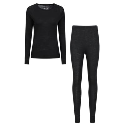 Mountain Warehouse Dames/Dames Merino Wol Base Layer Set (Zwart)