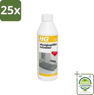 25 x HG Afzuigkapfilter Ontvetter 500 ml - Grootverpakking - Afzuigkapfilter Reiniger - Ontvetter Afzuigkap - Keukenreiniger - Vetverwijderaar - Afzuigkap Onderhoud