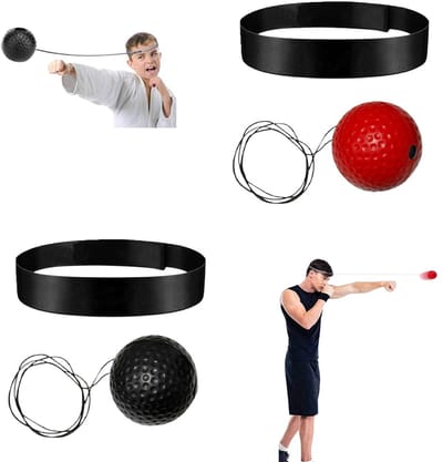 2 stuks - Boksen Reflex Bal - Reflex Bal - Boksen - Training - Reactie Vermogen - Geschikt voor tieners - Zwart - Rood - Boksreactiebal - Hoofdband trainingsmateriaal
