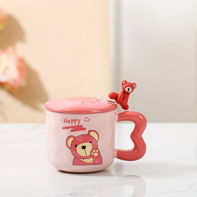 Schattige Beren Mok Hoog Kijkend Meisje Kantoor Thuis Ontbijt Melk Koffie Keramische Kop Souvenir 380ml