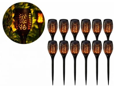Goodz4All Solar Tuinlampen Fakkel – Set van 12 Stuks – Warm Licht LED – Sfeerverlichting op Zonne-energie – Waterdicht – Tuinpadlampen – 51,5 cm Hoog