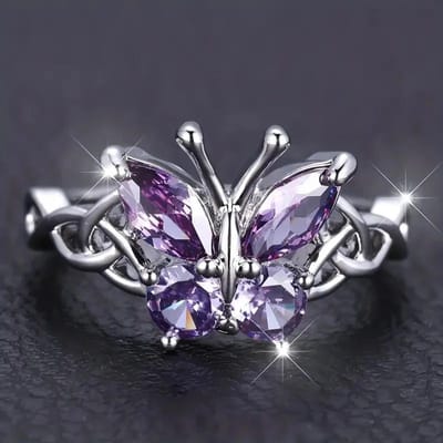 CAOSHI Prachtige Paarse Vlinder Ringen voor Vrouwen Cocktailfeest Temperament Elegante Dame Accessoires Chique Cadeau Trendy Sieraden 7