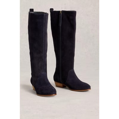 White Stuff Willow Suede Knee High Boot Dark Navy Taglia: 5 | Stivali Outlet | Donna | Blu