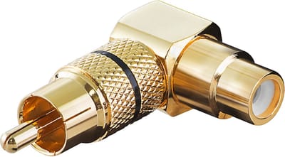 Powteq premium - RCA koppelstuk - Gold plated - 90 graden / haaks - Zwart - Professioneel - Storingsvrij